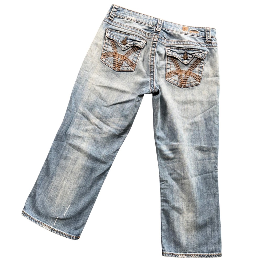 Kut from the Kloth Cropped Jeans Women Size 8 Blue Light‎ Wash Embroidered Y2K
